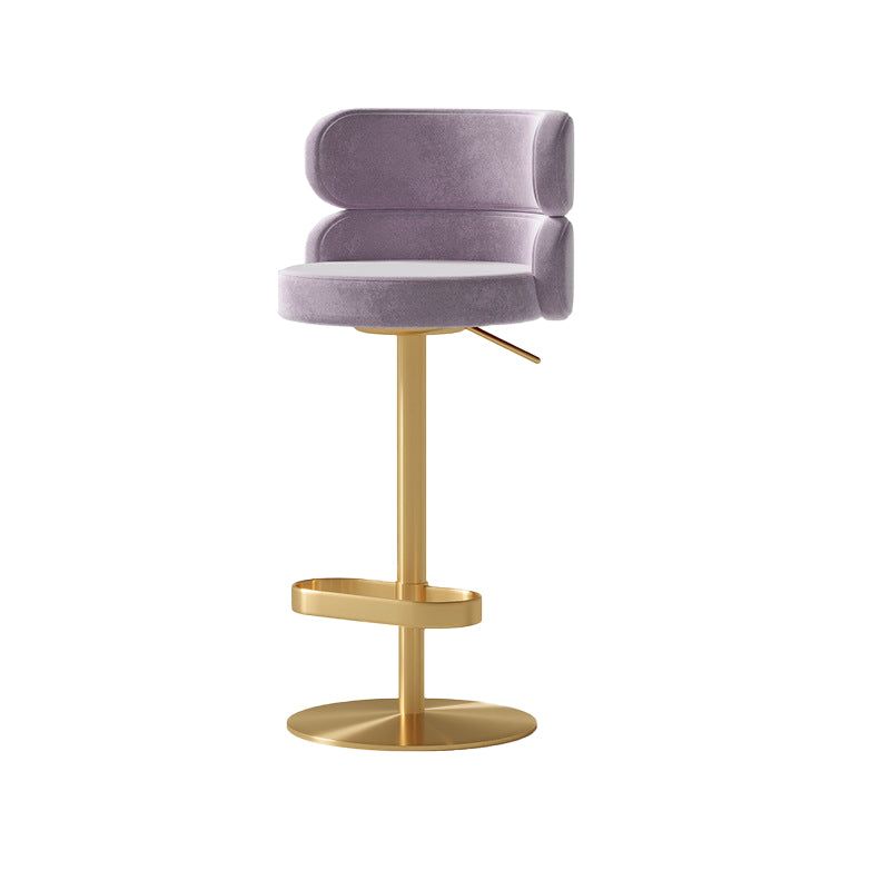 Contemporary Low Back Dining Stool Adjustable Height Bar Stool with Footrest