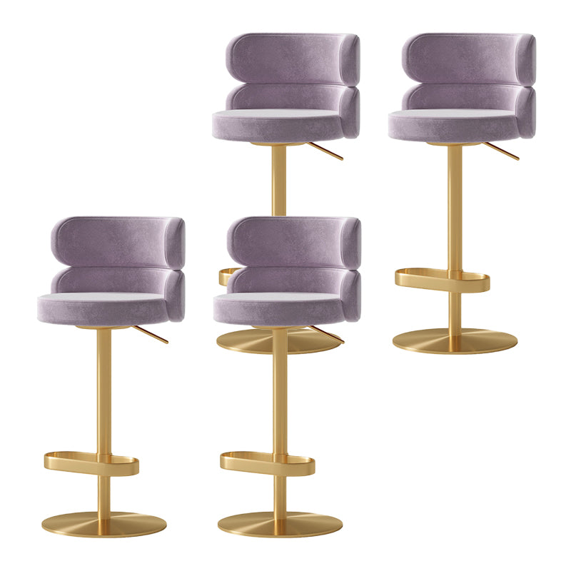 Contemporary Low Back Dining Stool Adjustable Height Bar Stool with Footrest