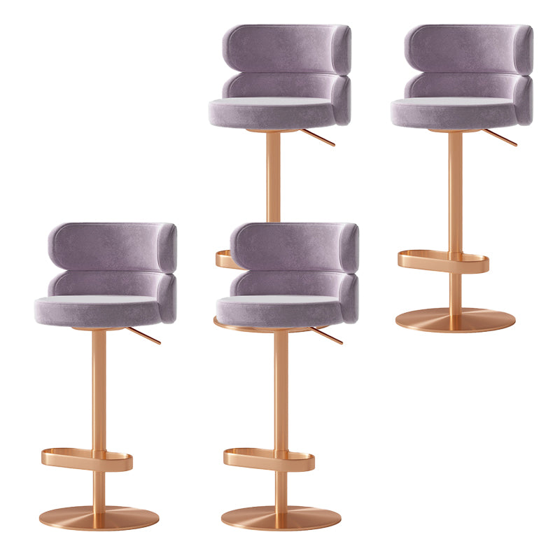 Contemporary Low Back Dining Stool Adjustable Height Bar Stool with Footrest