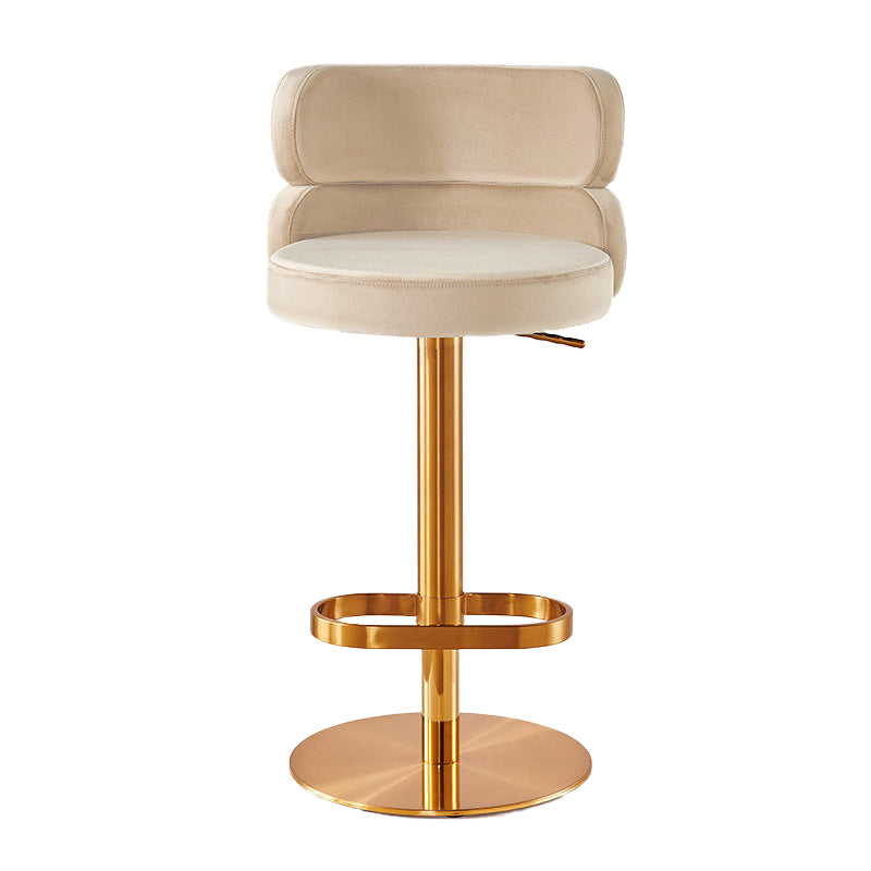 Contemporary Low Back Dining Stool Adjustable Height Bar Stool with Footrest