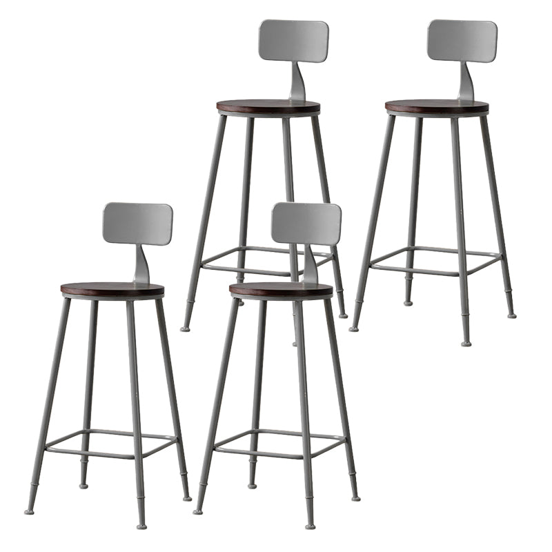 Modern Armless Backrest Counter Stool Iron Bar Stool with Pedal for Milk Tea Shop