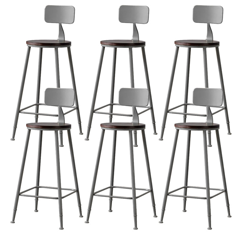 Modern Armless Backrest Counter Stool Iron Bar Stool with Pedal for Milk Tea Shop