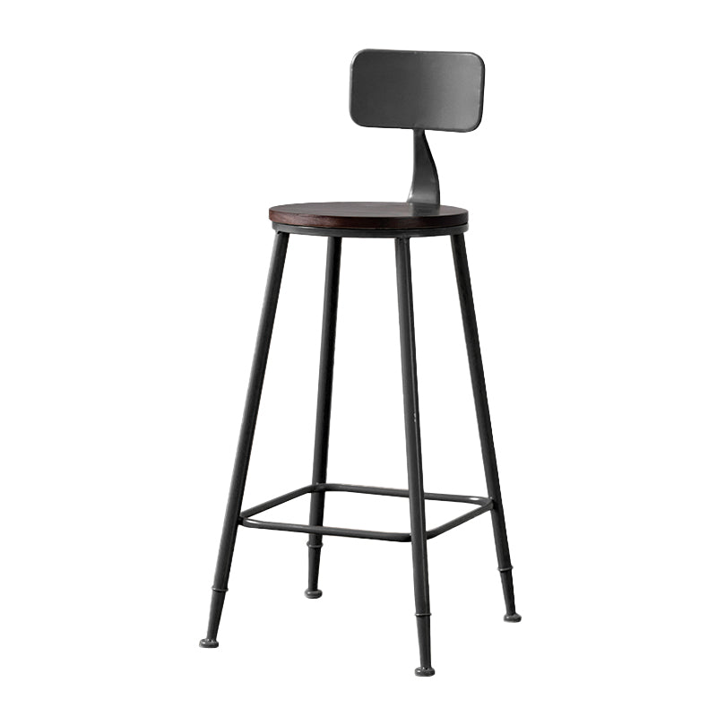 Modern Armless Backrest Counter Stool Iron Bar Stool with Pedal for Milk Tea Shop
