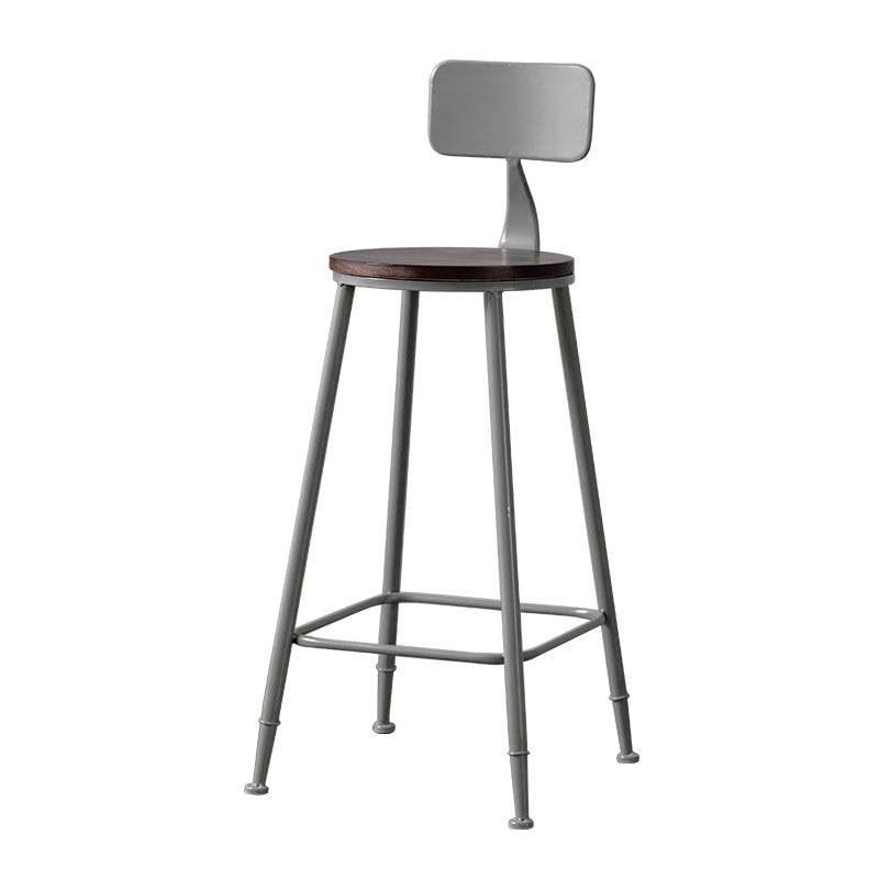 Modern Armless Backrest Counter Stool Iron Bar Stool with Pedal for Milk Tea Shop