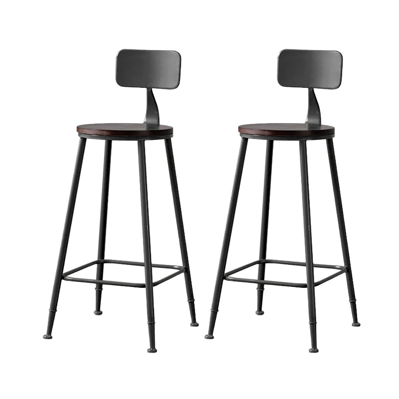 Modern Armless Backrest Counter Stool Iron Bar Stool with Pedal for Milk Tea Shop