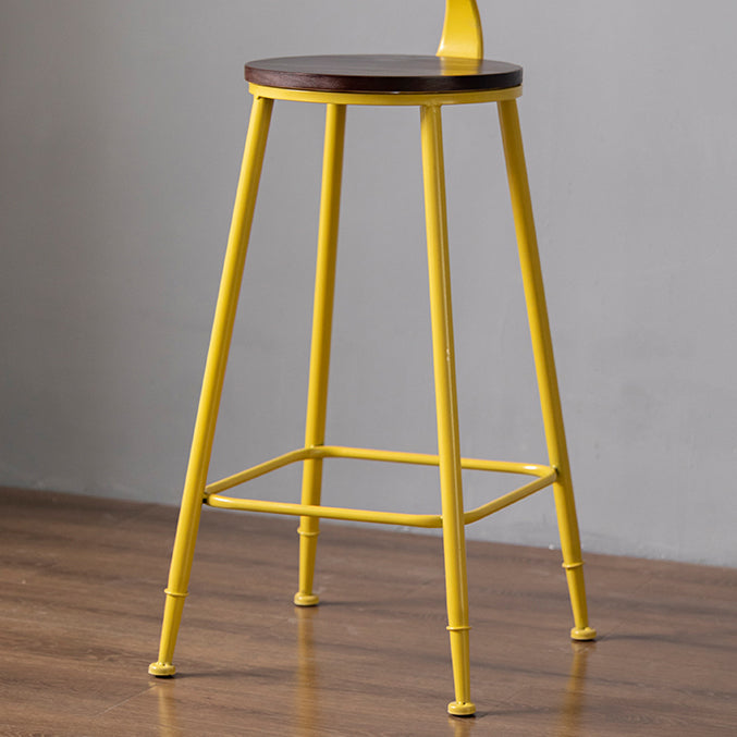 Modern Armless Backrest Counter Stool Iron Bar Stool with Pedal for Milk Tea Shop