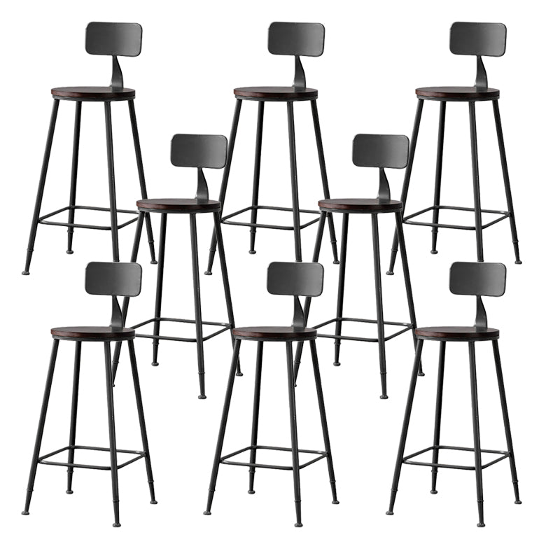 Modern Armless Backrest Counter Stool Iron Bar Stool with Pedal for Milk Tea Shop