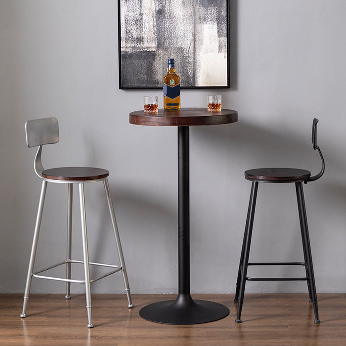 Modern Armless Backrest Counter Stool Iron Bar Stool with Pedal for Milk Tea Shop