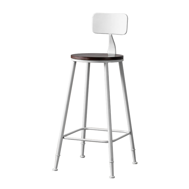 Modern Armless Backrest Counter Stool Iron Bar Stool with Pedal for Milk Tea Shop