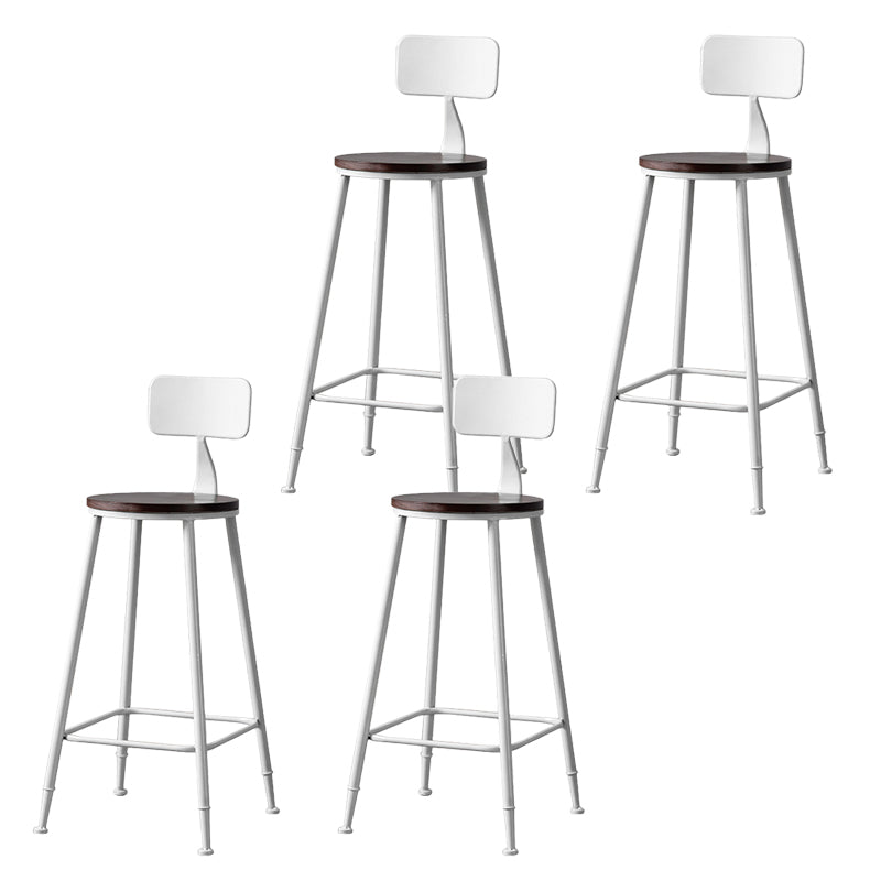 Modern Armless Backrest Counter Stool Iron Bar Stool with Pedal for Milk Tea Shop