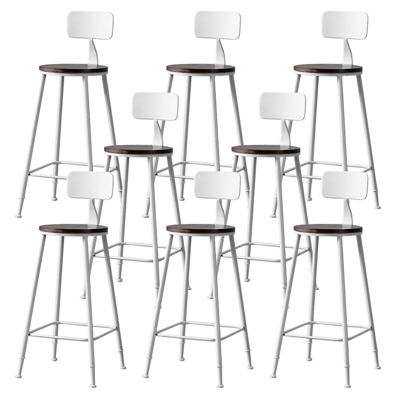 Modern Armless Backrest Counter Stool Iron Bar Stool with Pedal for Milk Tea Shop