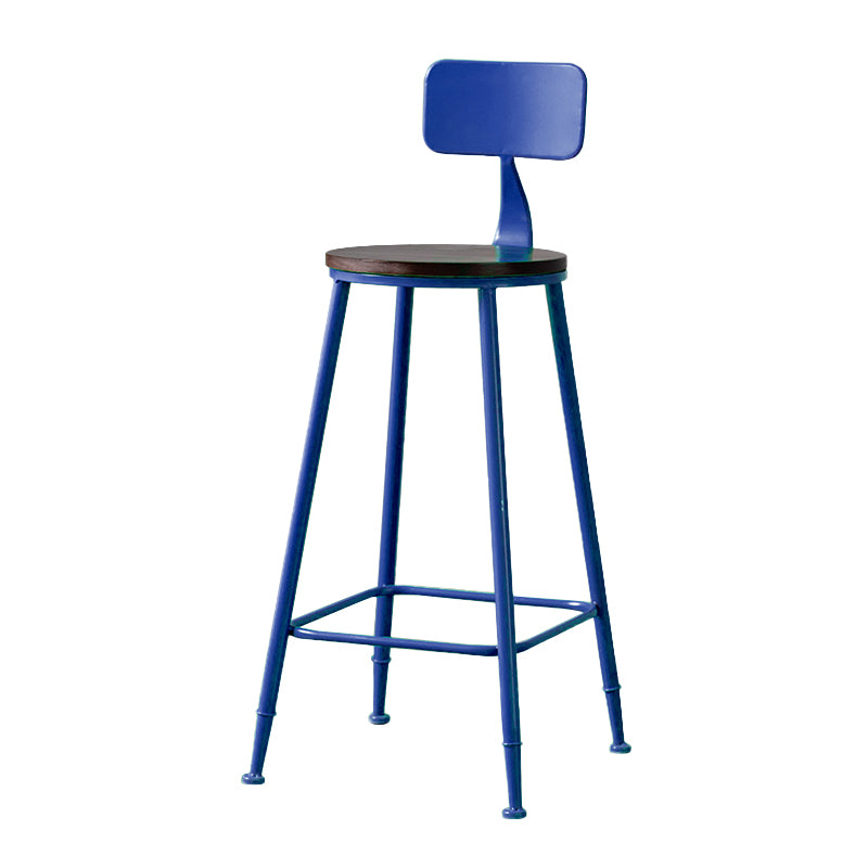 Modern Armless Backrest Counter Stool Iron Bar Stool with Pedal for Milk Tea Shop