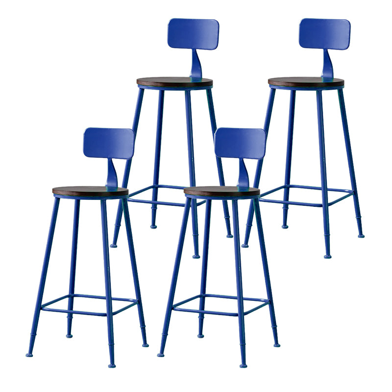 Modern Armless Backrest Counter Stool Iron Bar Stool with Pedal for Milk Tea Shop