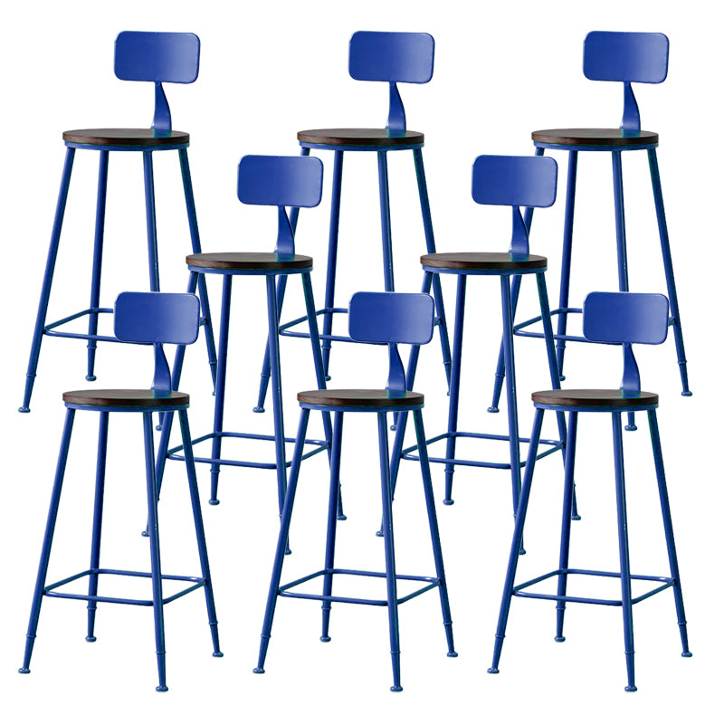 Modern Armless Backrest Counter Stool Iron Bar Stool with Pedal for Milk Tea Shop