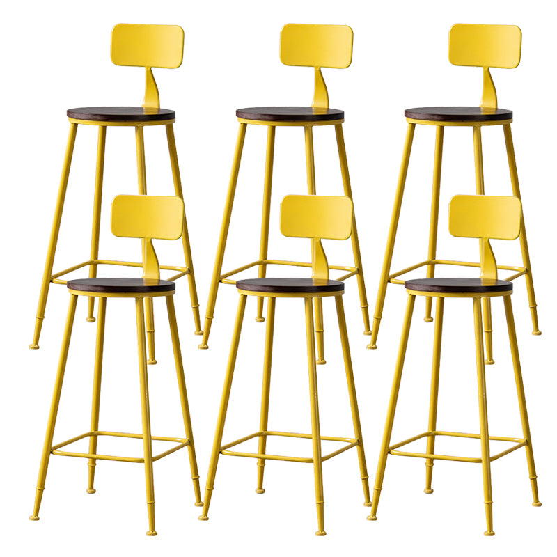 Modern Armless Backrest Counter Stool Iron Bar Stool with Pedal for Milk Tea Shop