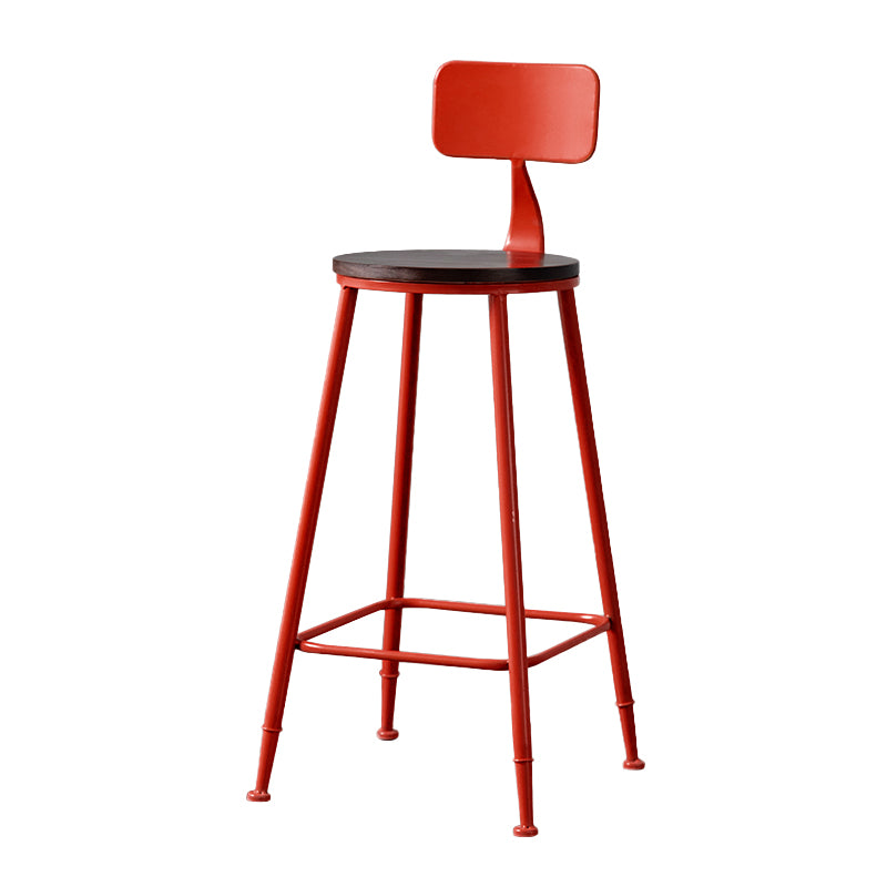Modern Armless Backrest Counter Stool Iron Bar Stool with Pedal for Milk Tea Shop