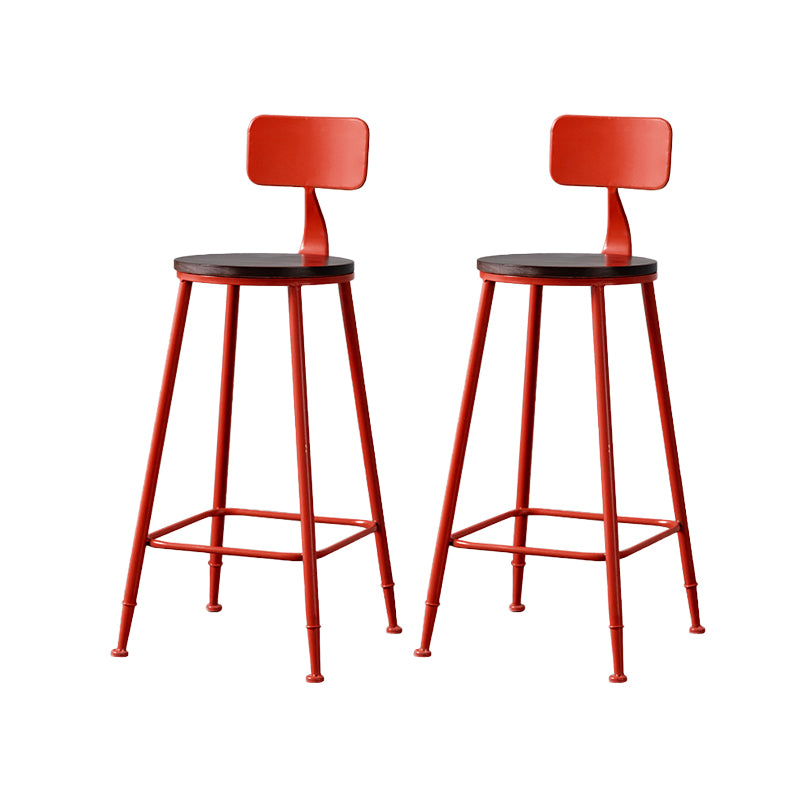 Modern Armless Backrest Counter Stool Iron Bar Stool with Pedal for Milk Tea Shop