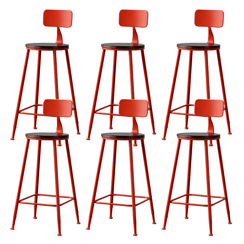 Modern Armless Backrest Counter Stool Iron Bar Stool with Pedal for Milk Tea Shop
