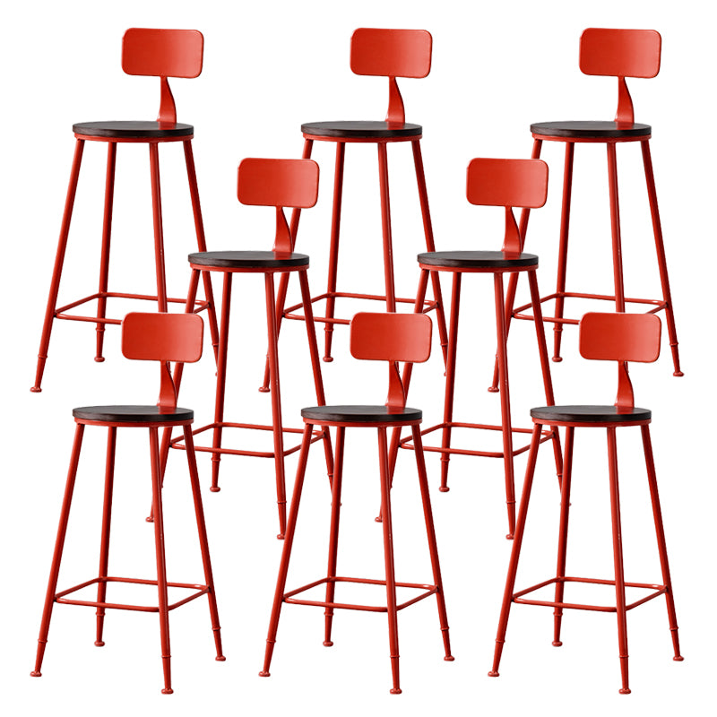 Modern Armless Backrest Counter Stool Iron Bar Stool with Pedal for Milk Tea Shop