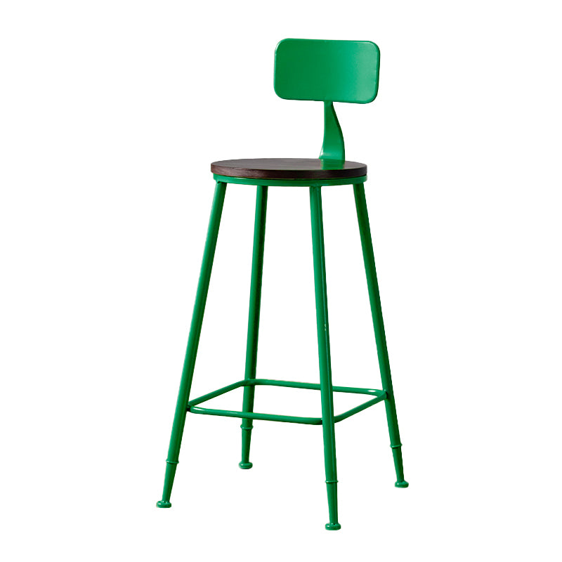 Modern Armless Backrest Counter Stool Iron Bar Stool with Pedal for Milk Tea Shop