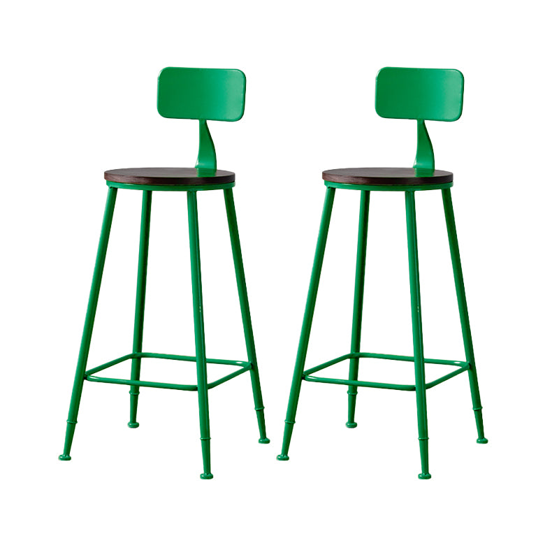 Modern Armless Backrest Counter Stool Iron Bar Stool with Pedal for Milk Tea Shop