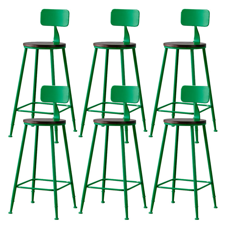 Modern Armless Backrest Counter Stool Iron Bar Stool with Pedal for Milk Tea Shop