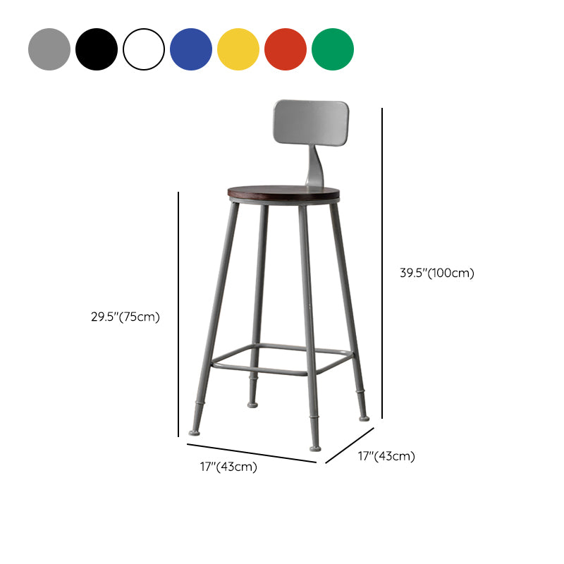 Modern Armless Backrest Counter Stool Iron Bar Stool with Pedal for Milk Tea Shop