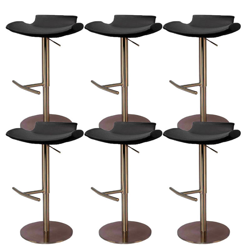 Contemporary Backless Dining Stool Adjustable Height Bar Stool with Footrest