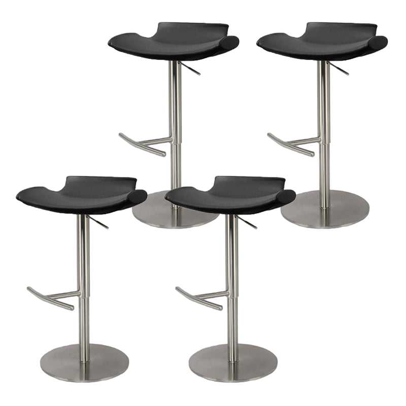 Contemporary Backless Dining Stool Adjustable Height Bar Stool with Footrest