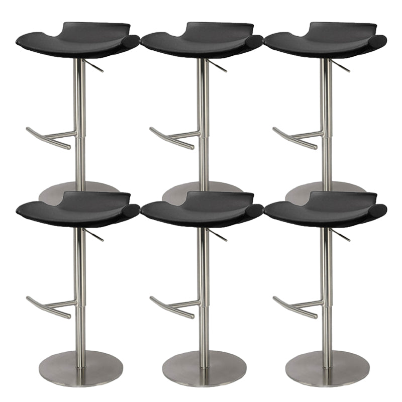 Contemporary Backless Dining Stool Adjustable Height Bar Stool with Footrest