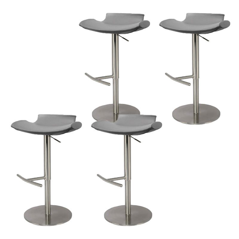 Contemporary Backless Dining Stool Adjustable Height Bar Stool with Footrest
