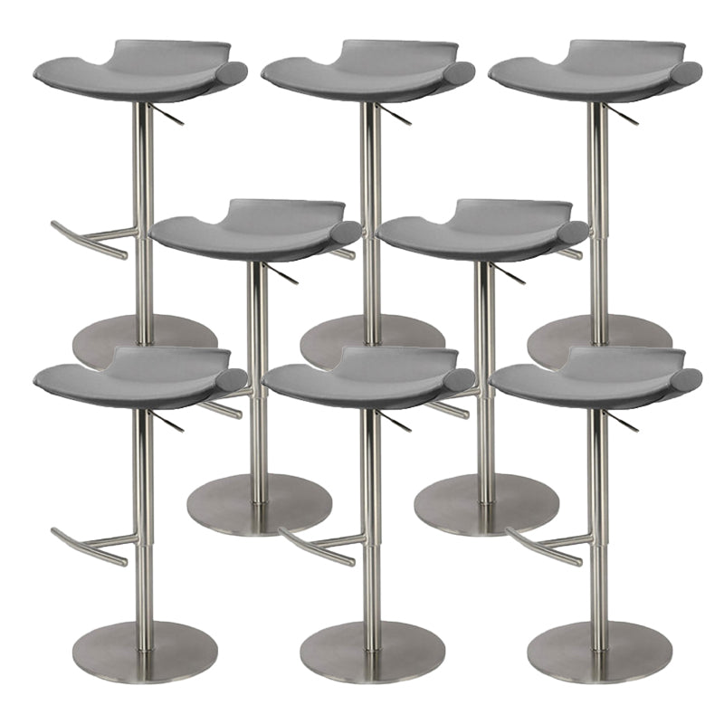 Contemporary Backless Dining Stool Adjustable Height Bar Stool with Footrest