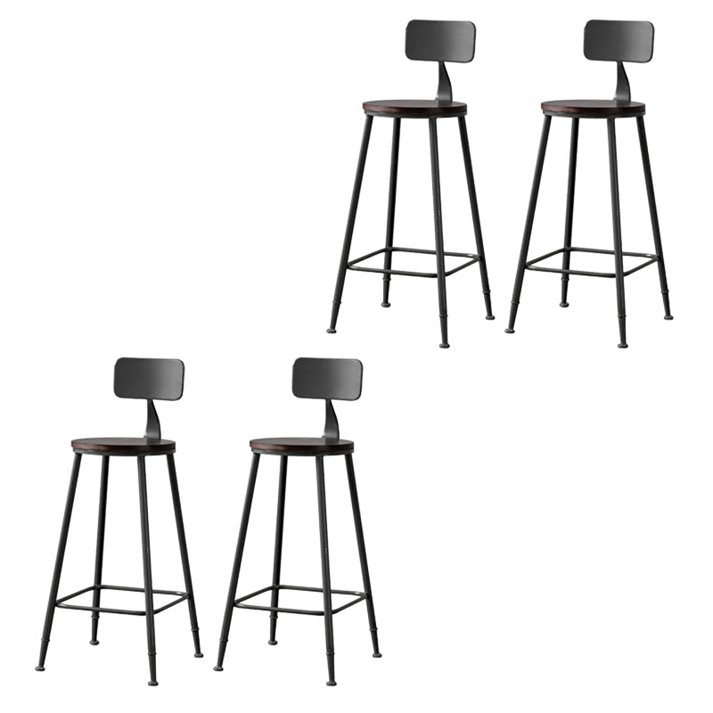 Modern Armless Backrest Counter Stool Iron Bar Stool with Seat and Pedal for Cafe