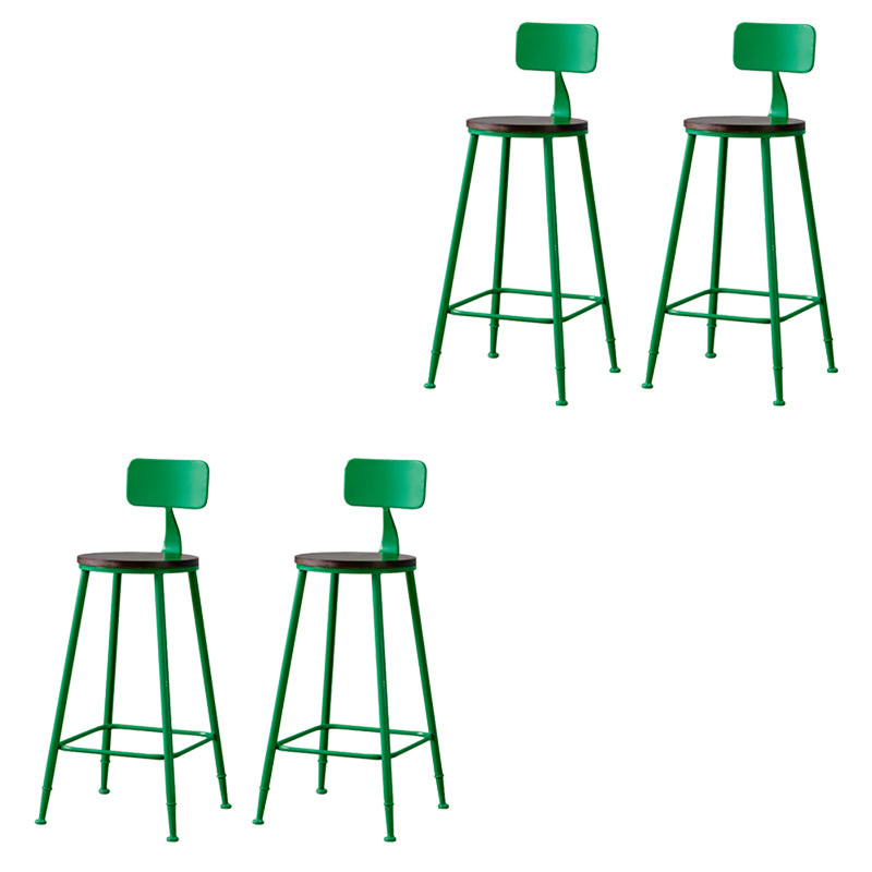 Modern Armless Backrest Counter Stool Iron Bar Stool with Seat and Pedal for Cafe