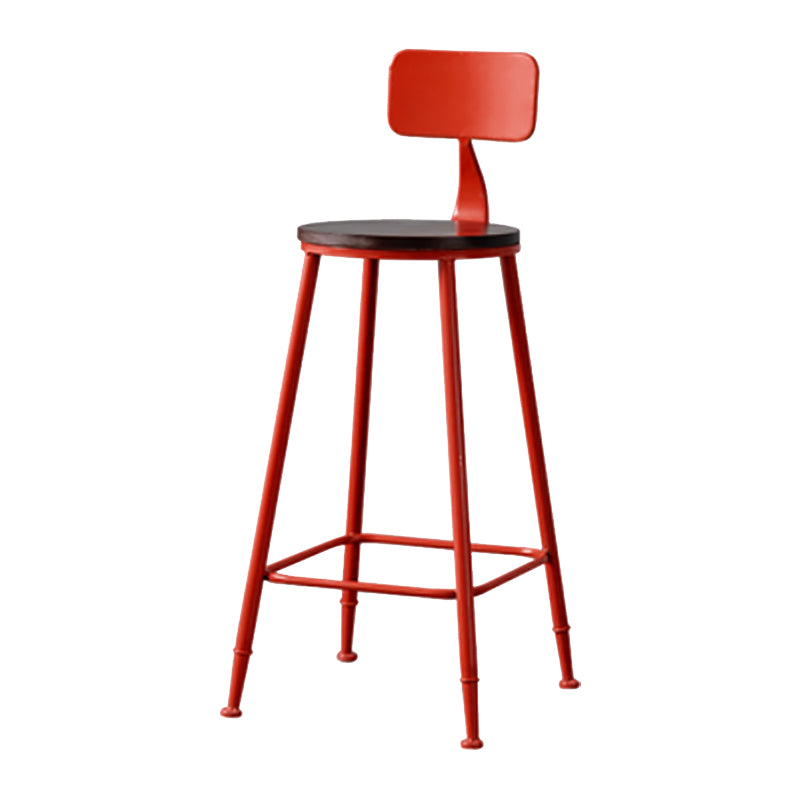 Modern Armless Backrest Counter Stool Iron Bar Stool with Seat and Pedal for Cafe