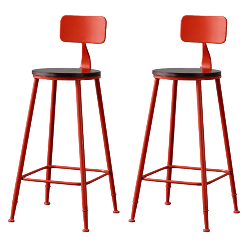 Modern Armless Backrest Counter Stool Iron Bar Stool with Seat and Pedal for Cafe