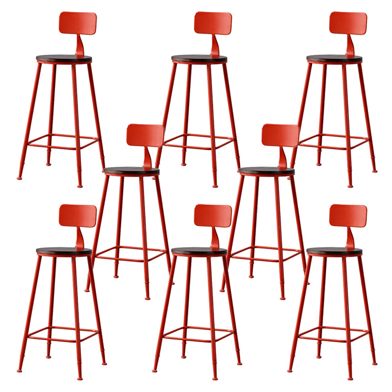 Modern Armless Backrest Counter Stool Iron Bar Stool with Seat and Pedal for Cafe