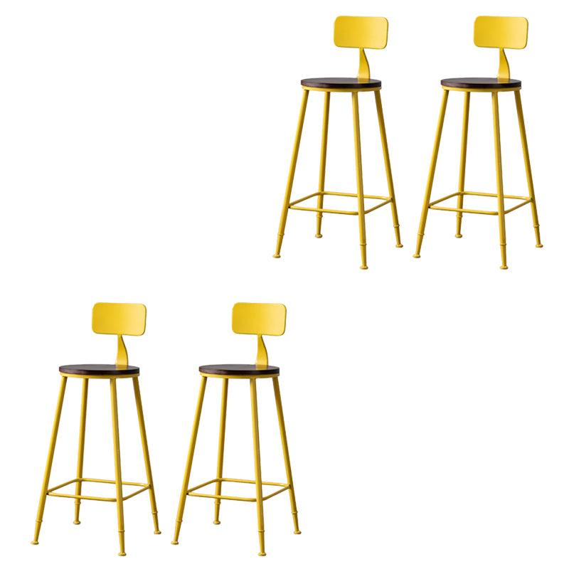 Modern Armless Backrest Counter Stool Iron Bar Stool with Seat and Pedal for Cafe