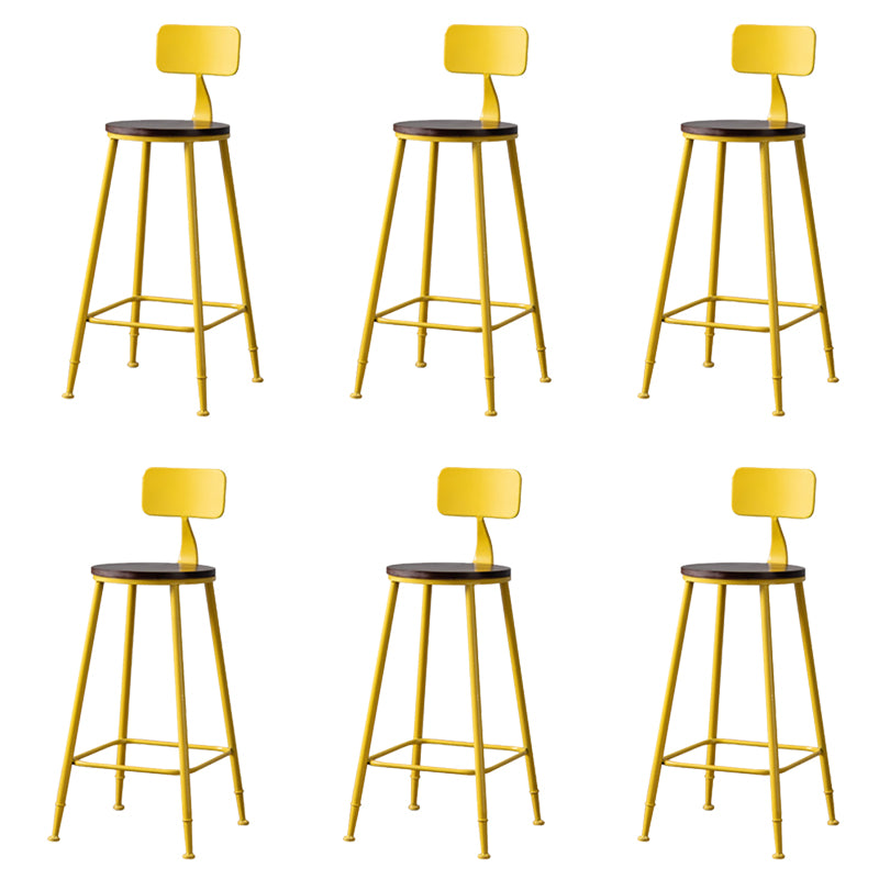 Modern Armless Backrest Counter Stool Iron Bar Stool with Seat and Pedal for Cafe