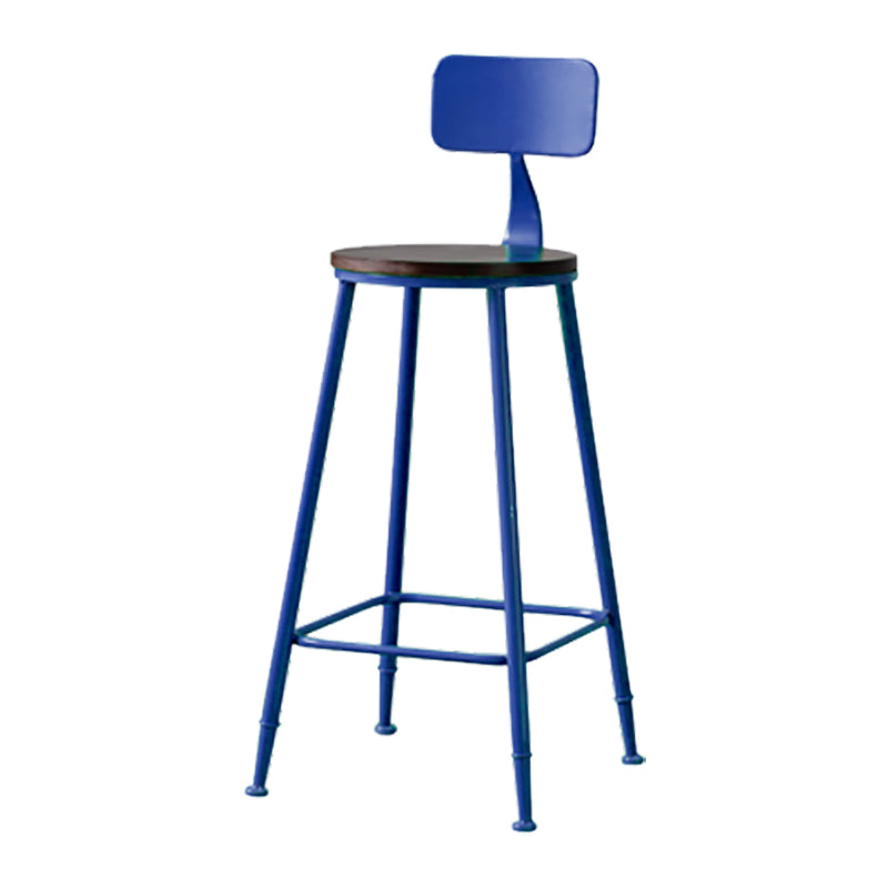 Modern Armless Backrest Counter Stool Iron Bar Stool with Seat and Pedal for Cafe