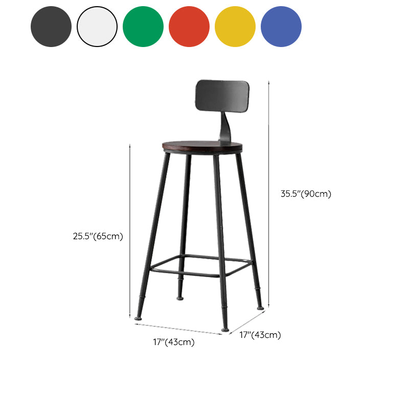 Modern Armless Backrest Counter Stool Iron Bar Stool with Seat and Pedal for Cafe