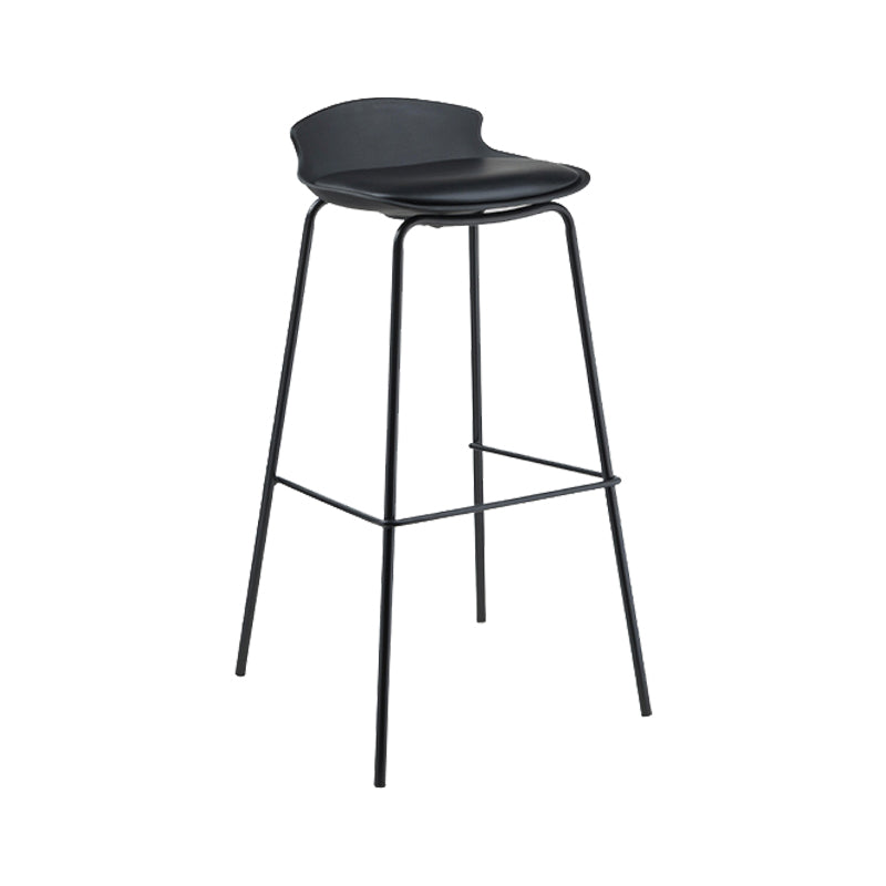 Contemporary Metal Frame Bar Stool Low Back PU Leather Bar Stool for Living Room