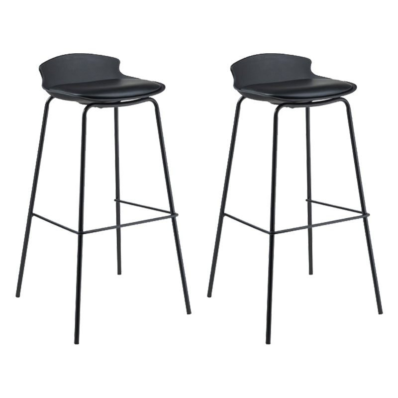 Contemporary Metal Frame Bar Stool Low Back PU Leather Bar Stool for Living Room