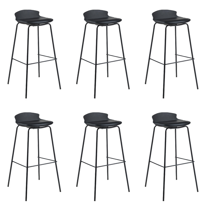 Contemporary Metal Frame Bar Stool Low Back PU Leather Bar Stool for Living Room
