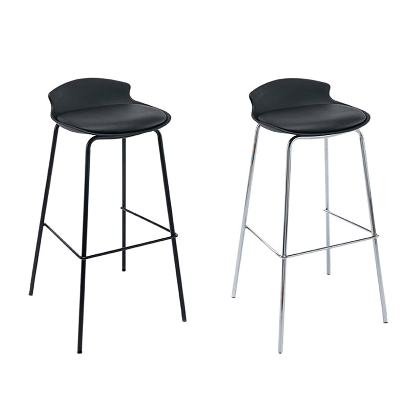 Contemporary Metal Frame Bar Stool Low Back PU Leather Bar Stool for Living Room