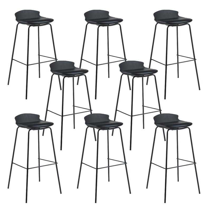 Contemporary Metal Frame Bar Stool Low Back PU Leather Bar Stool for Living Room