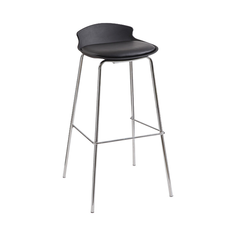 Contemporary Metal Frame Bar Stool Low Back PU Leather Bar Stool for Living Room