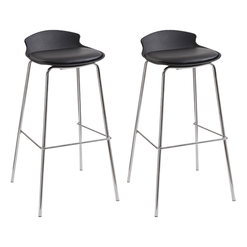 Contemporary Metal Frame Bar Stool Low Back PU Leather Bar Stool for Living Room