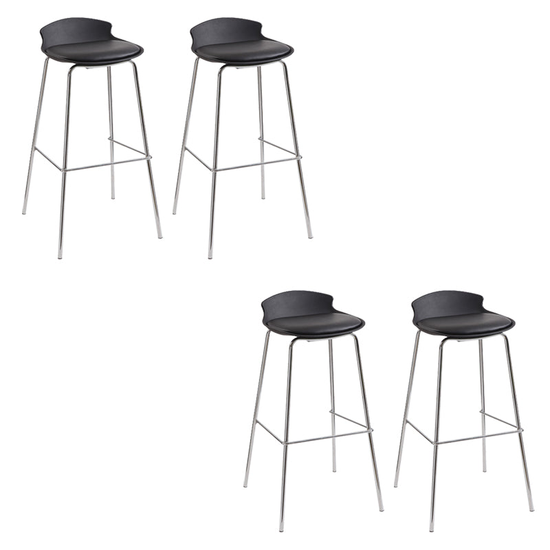 Contemporary Metal Frame Bar Stool Low Back PU Leather Bar Stool for Living Room