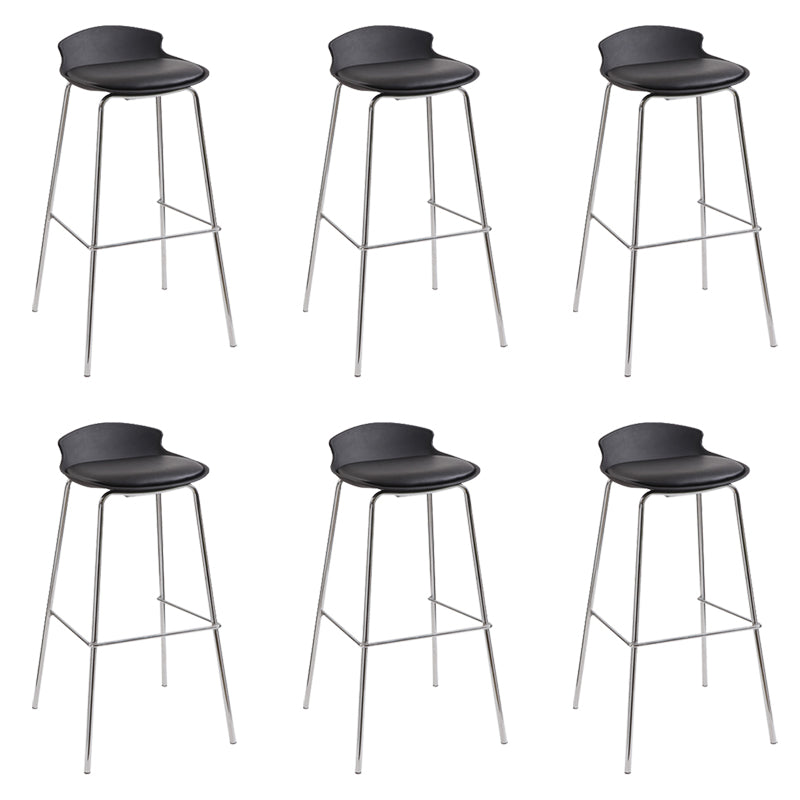 Contemporary Metal Frame Bar Stool Low Back PU Leather Bar Stool for Living Room